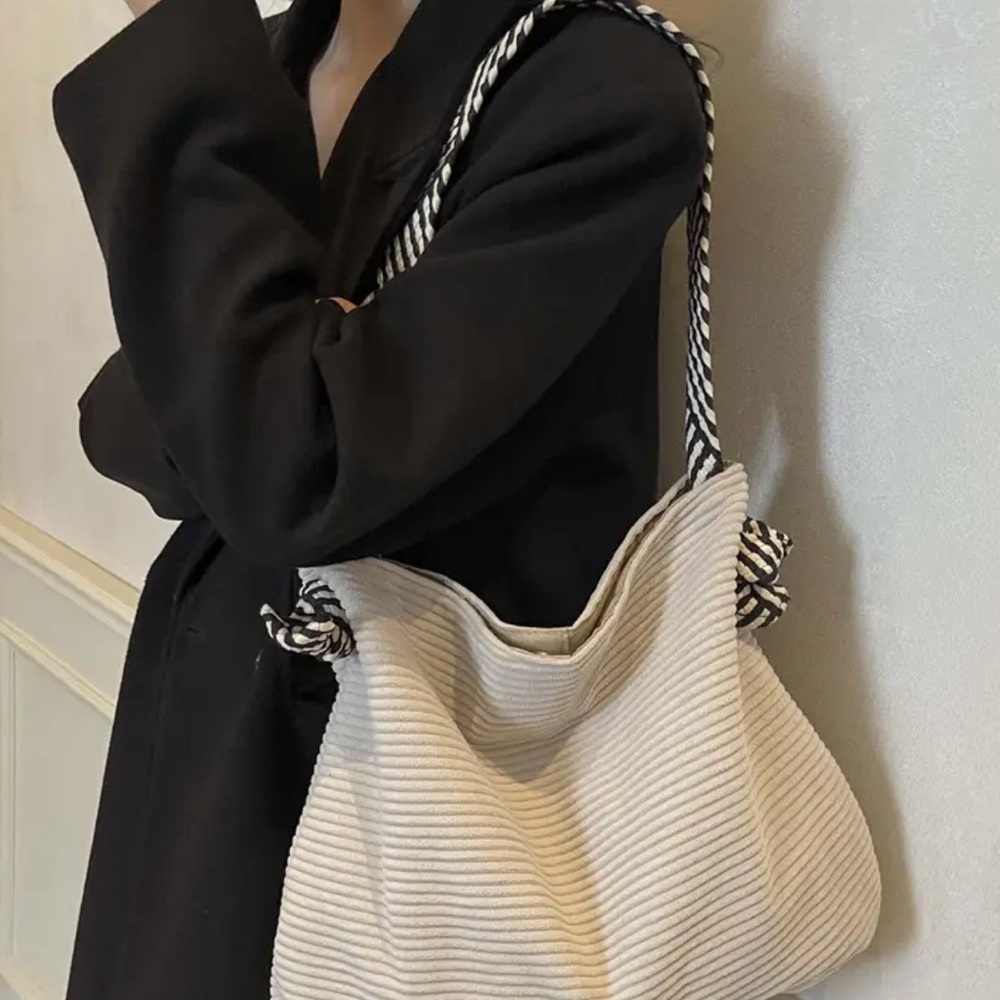 Casual Beige Corduroy Women's Bag